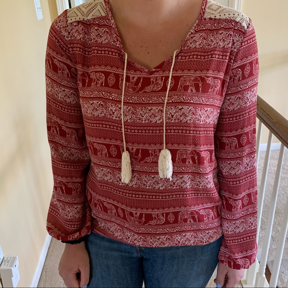 LA Brand Red Printed Blouse